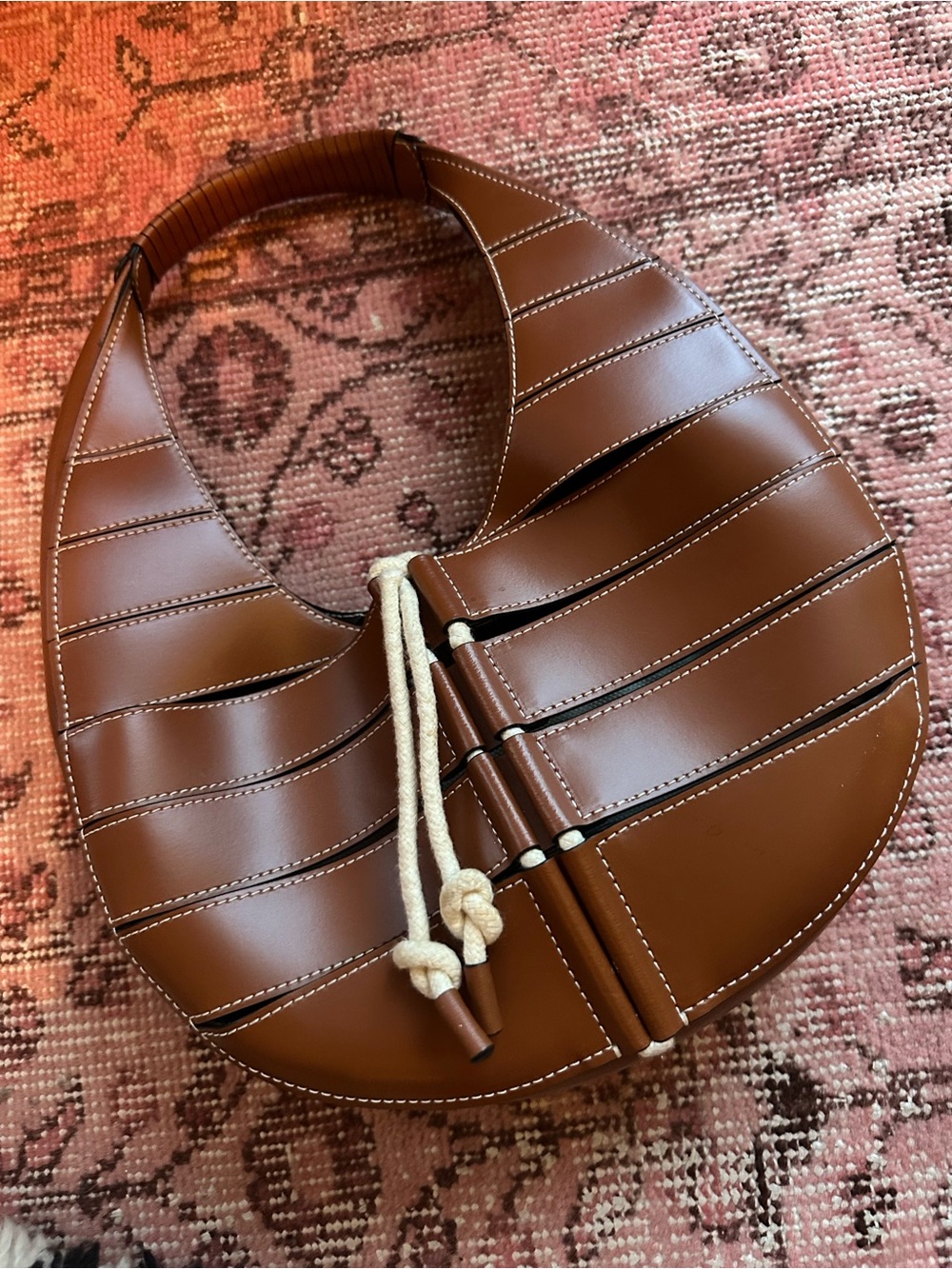 STAUD Half Moon Bag in Brown Leather